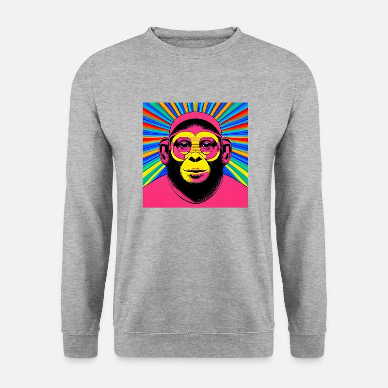 Rosa Affe - Unisex Pullover - Weißgrau meliert