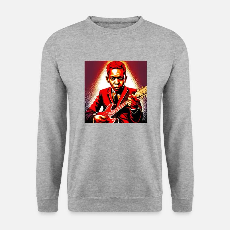 Robert Johnson, Gitarrist - Unisex Pullover - Weißgrau meliert