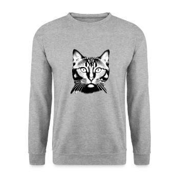 Britisch Kurzhaar Katze Kater Katzenbaby Katzen - Unisex Pullover - Weißgrau meliert - Vorne - Alina (178cm) & Michal (187cm)