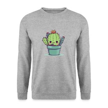 Cute baby cactus - Unisex Sweatshirt - salt & pepper - Front - Alina (178cm) & Michal (187cm)