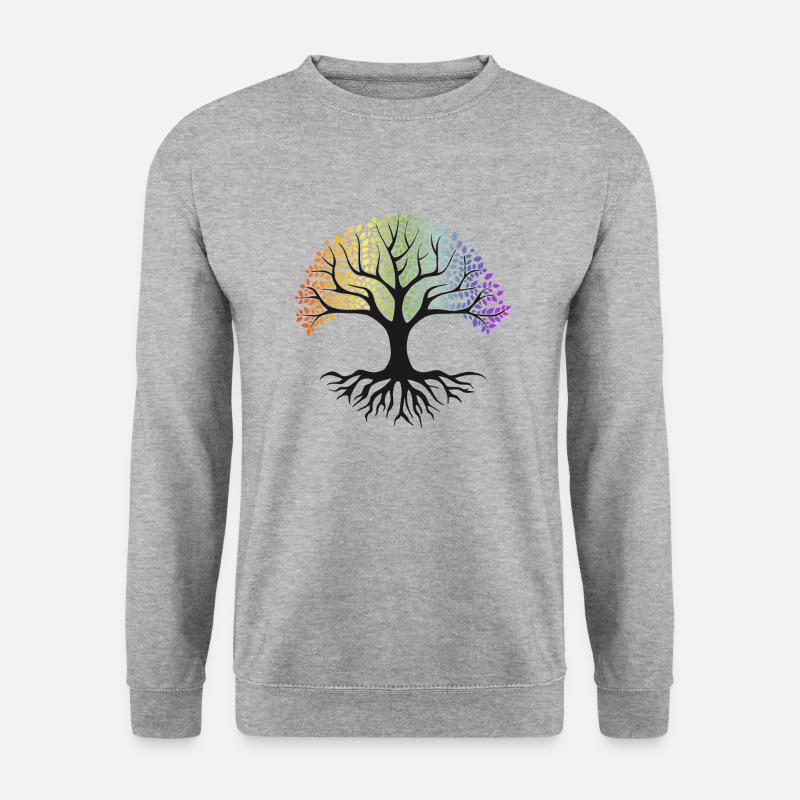 lebensbaum rainbow - Unisex Pullover - Weißgrau meliert