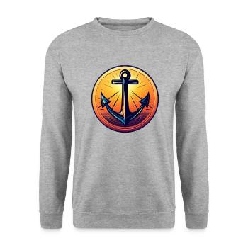 Anchor Sunset Red Colors - Unisex Sweatshirt - salt & pepper - Front - Alina (178cm) & Michal (187cm)