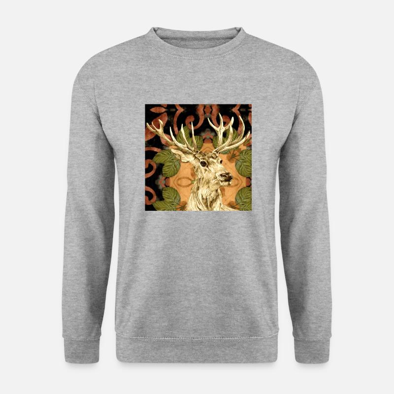 Hirsch - Unisex Pullover - Weißgrau meliert
