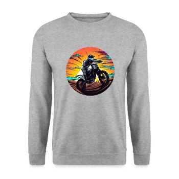 Moto Motocross Sunset - Sweat-shirt Unisexe - gris chiné - Devant - Alina (178cm) & Michal (187cm)
