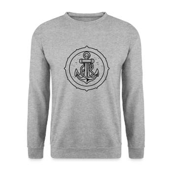 Anchor Boat Ship Nautical - Unisex Sweatshirt - salt & pepper - Front - Alina (178cm) & Michal (187cm)