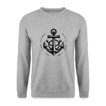 Anker Boot Schiff Nautik - Unisex Pullover - Weißgrau meliert - Vorne - Alina (178cm) & Michal (187cm)