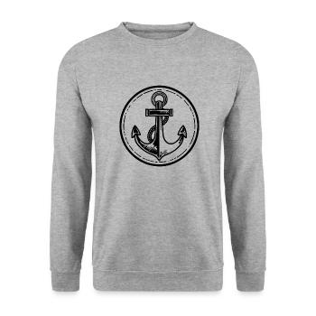 Anchor Boat Ship Nautical - Unisex Sweatshirt - salt & pepper - Front - Alina (178cm) & Michal (187cm)
