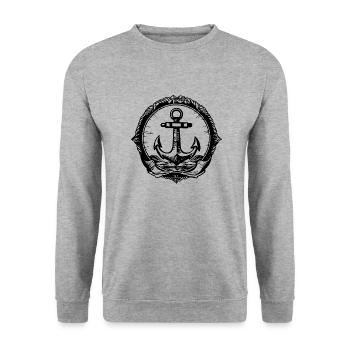 Bateau d’ancre Navire Nautique - Sweat-shirt Unisexe - gris chiné - Devant - Alina (178cm) & Michal (187cm)