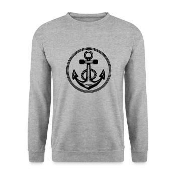 Anchor Boat Ship Nautical - Unisex Sweatshirt - salt & pepper - Front - Alina (178cm) & Michal (187cm)
