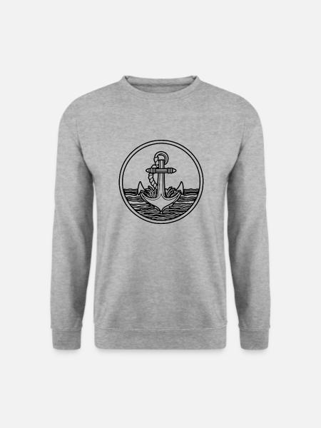 Anker Boot Schiff Nautik - Unisex Pullover - Weißgrau meliert