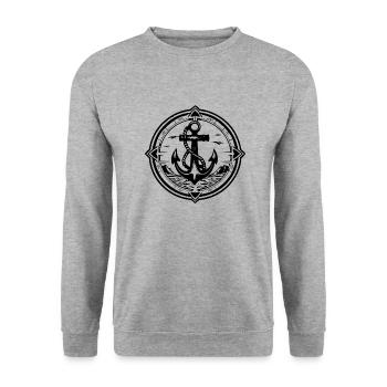 Anchor Boat Ship Nautical - Unisex Sweatshirt - salt & pepper - Front - Alina (178cm) & Michal (187cm)