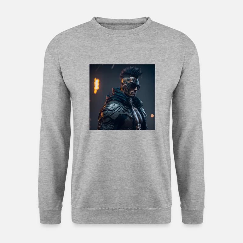 Future Cyberpunkt Warrior - Unisex Pullover - Weißgrau meliert