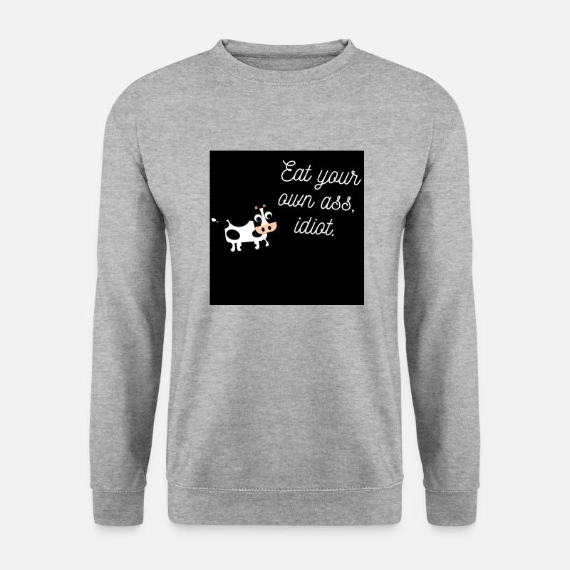 Kuh mit provokantem Spruch - Unisex Pullover - Weißgrau meliert