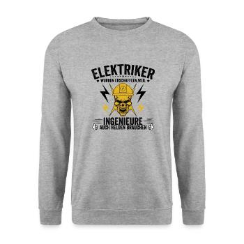 Elektriker Weil Ingenieure Auch Helden Brauchen - Unisex Pullover - Weißgrau meliert - Vorne - Alina (178cm) & Michal (187cm)