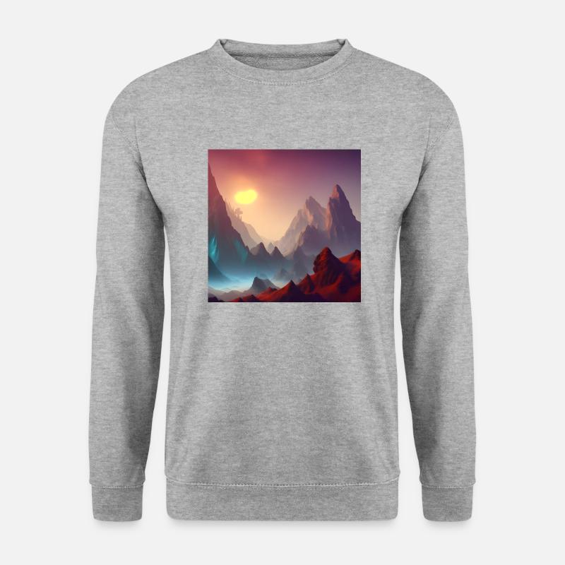 Mystic Mountains - Unisex Pullover - Weißgrau meliert