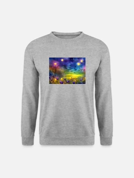 Sternennacht Blumen - Unisex Pullover - Weißgrau meliert