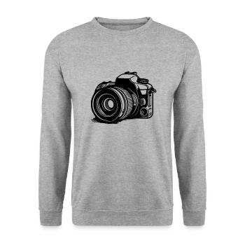 Fotograf Fotografieren Fotografie Kamera - Unisex Pullover - Weißgrau meliert - Vorne - Alina (178cm) & Michal (187cm)
