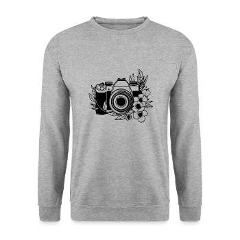 Fotograf Fotografieren Fotografie Kamera - Unisex Pullover - Weißgrau meliert - Vorne - Alina (178cm) & Michal (187cm)
