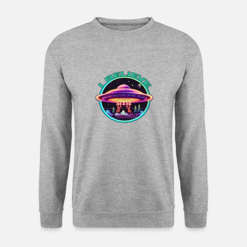Ich glaube - UFO - Unisex Pullover - Weißgrau meliert