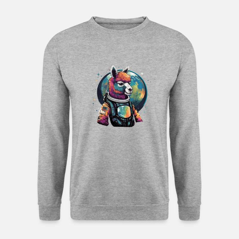 Alpaka Astronaut - Unisex Pullover - Weißgrau meliert