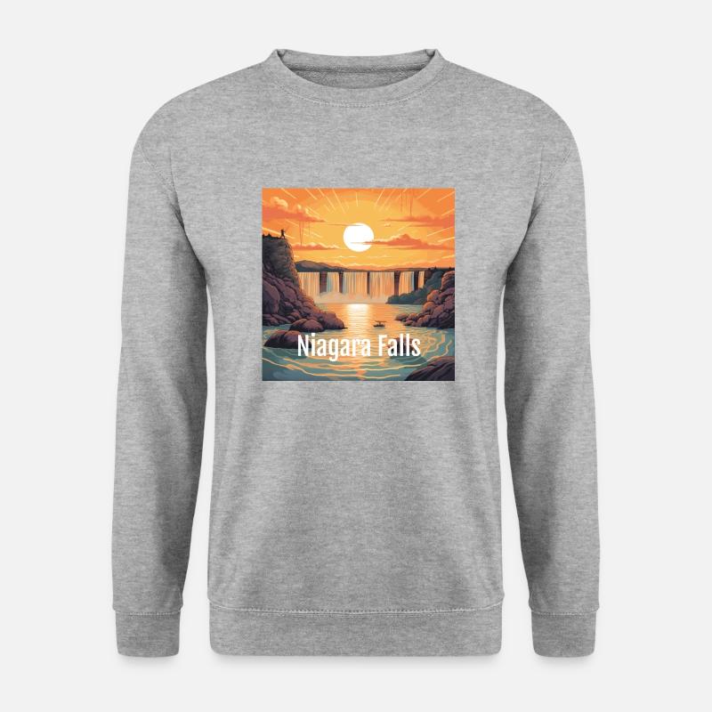 Niagara falls Sunset - Unisex Pullover - Weißgrau meliert