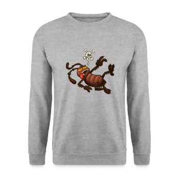 Tote Karikatur-Kakerlake - Unisex Pullover - Weißgrau meliert - Vorne - Alina (178cm) & Michal (187cm)