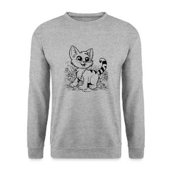 Cat Cat Kitten Cat Lady - Unisex Sweatshirt - salt & pepper - Front - Alina (178cm) & Michal (187cm)