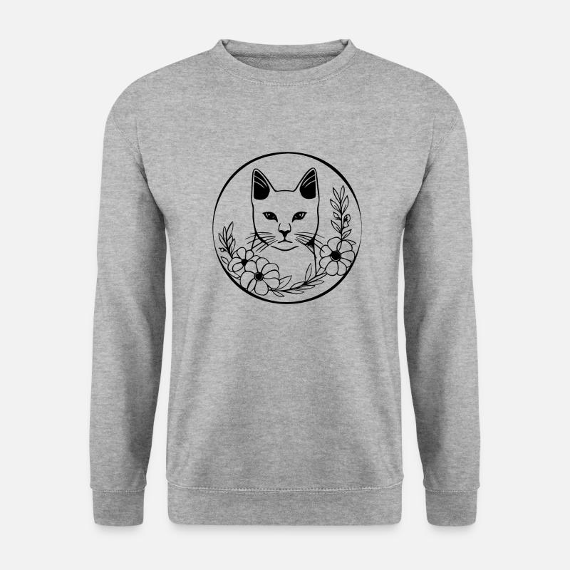 Katze Katzen Kätzchen Katzendame - Unisex Pullover - Weißgrau meliert