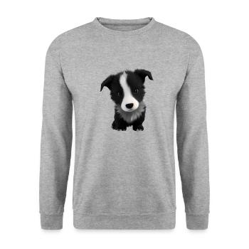 Hundehalter Border Collie Hunde Hundeliebhaber - Unisex Pullover - Weißgrau meliert - Vorne - Alina (178cm) & Michal (187cm)