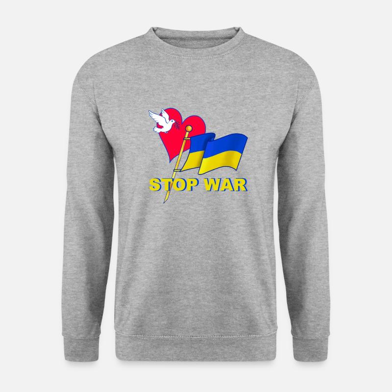 Stop War - Unisex Pullover - Weißgrau meliert