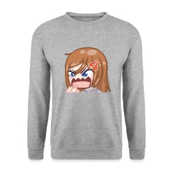 Pillowg1rl Emote Rage - Unisex Pullover - Weißgrau meliert - Vorne - Alina (178cm) & Michal (187cm)