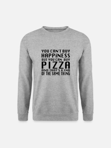 Ich kann kein Glück kaufen, aber Pizza - Unisex Pullover - Weißgrau meliert