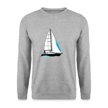 Segelsport Segelboot Segler Segelschiff Segeln - Unisex Pullover - Weißgrau meliert - Vorne - Alina (178cm) & Michal (187cm)