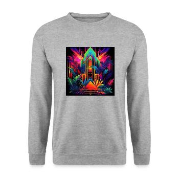 Neon Urban Jungle - Unisex Pullover - Weißgrau meliert - Vorne - Alina (178cm) & Michal (187cm)