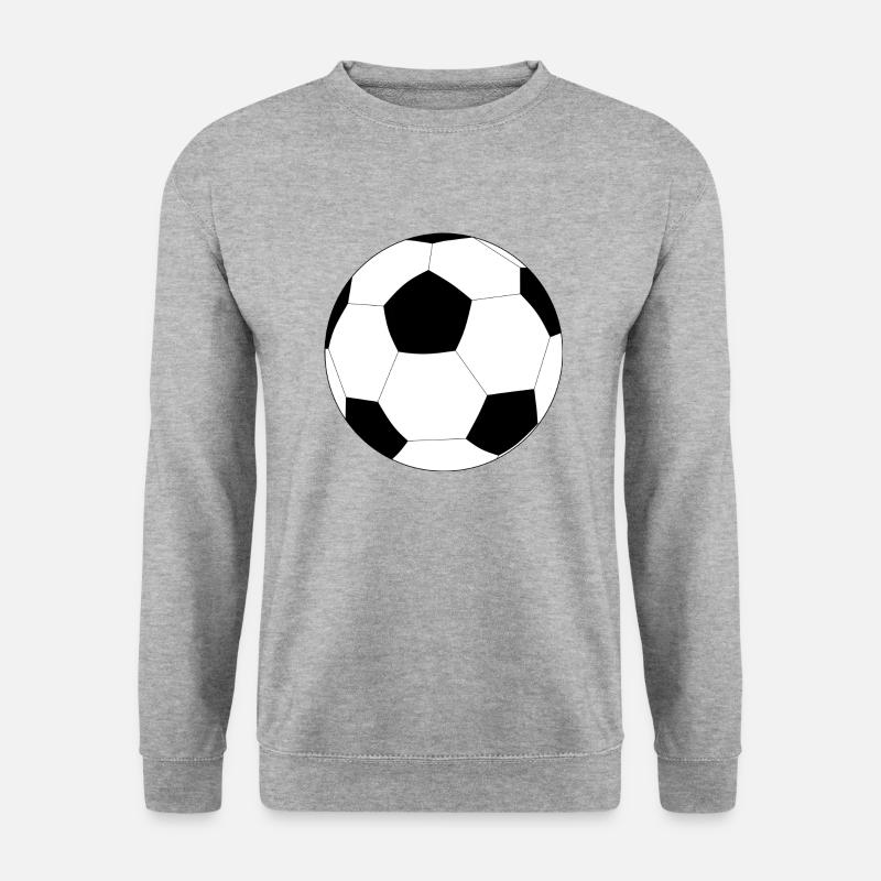 Großer Fußball, schwarz und weiß - Unisex Pullover - Weißgrau meliert