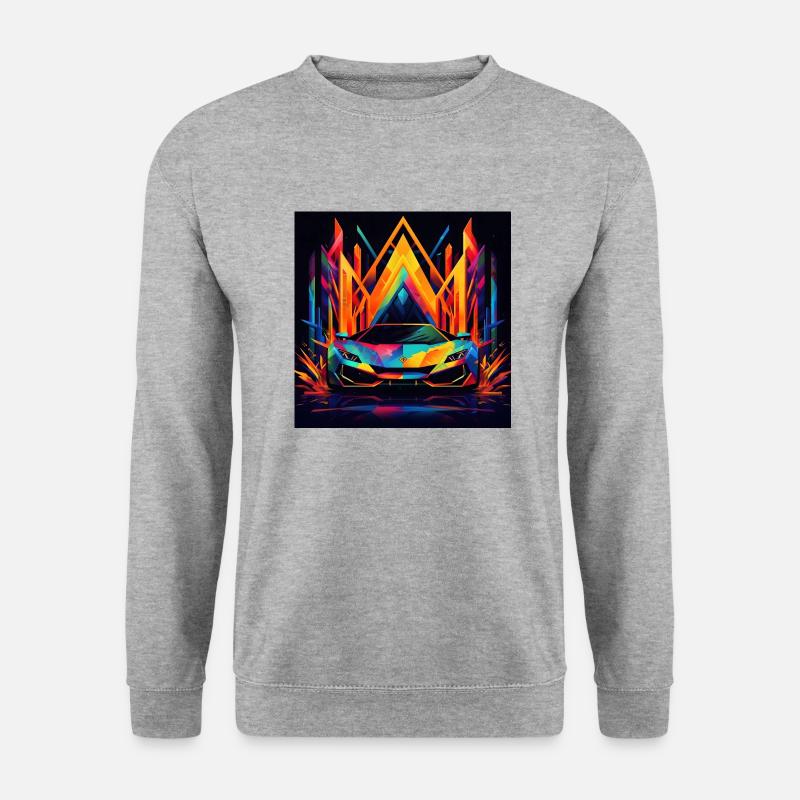 Neon Kunst Sportwagen - Unisex Pullover - Weißgrau meliert