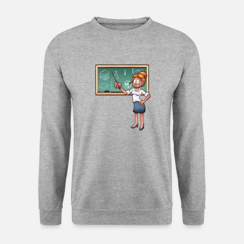 Karikaturlehrerin - Unisex Pullover - Weißgrau meliert