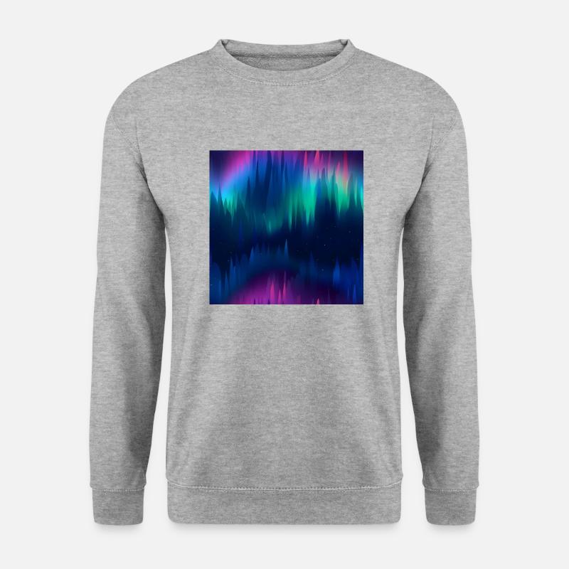 Celestial Aurora: Polarlichter-Kollektion - Unisex Pullover - Weißgrau meliert