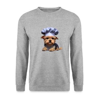 Yorkshire Terrier Puppy Restaurateur Cooking Dog - Unisex Sweatshirt - salt & pepper - Front - Alina (178cm) & Michal (187cm)