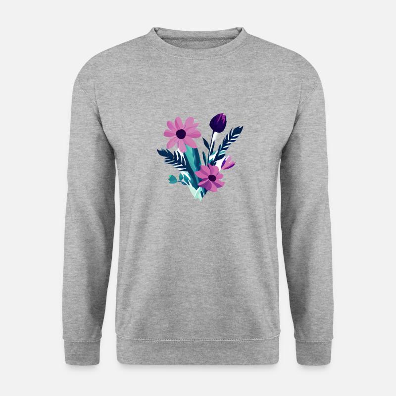 Blumen Blumenstrauß Lila Pflanze Pflanzen - Unisex Pullover - Weißgrau meliert