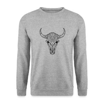 Cow Skull Boho - Unisex Sweatshirt - salt & pepper - Front - Alina (178cm) & Michal (187cm)