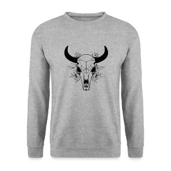 Cow Skull Boho - Unisex Sweatshirt - salt & pepper - Front - Alina (178cm) & Michal (187cm)