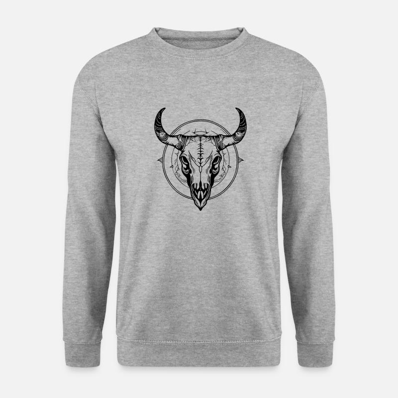 Kuh Schädel Boho - Unisex Pullover - Weißgrau meliert