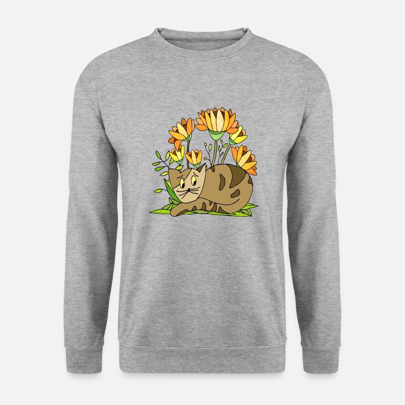 Katzen - Unisex Pullover - Weißgrau meliert
