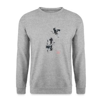 fisherman and storke - Sweat-shirt Unisexe - gris chiné - Devant - Alina (178cm) & Michal (187cm)