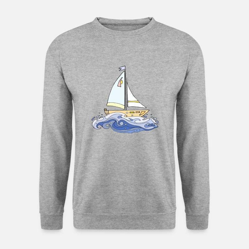 Segelboot - Unisex Pullover - Weißgrau meliert