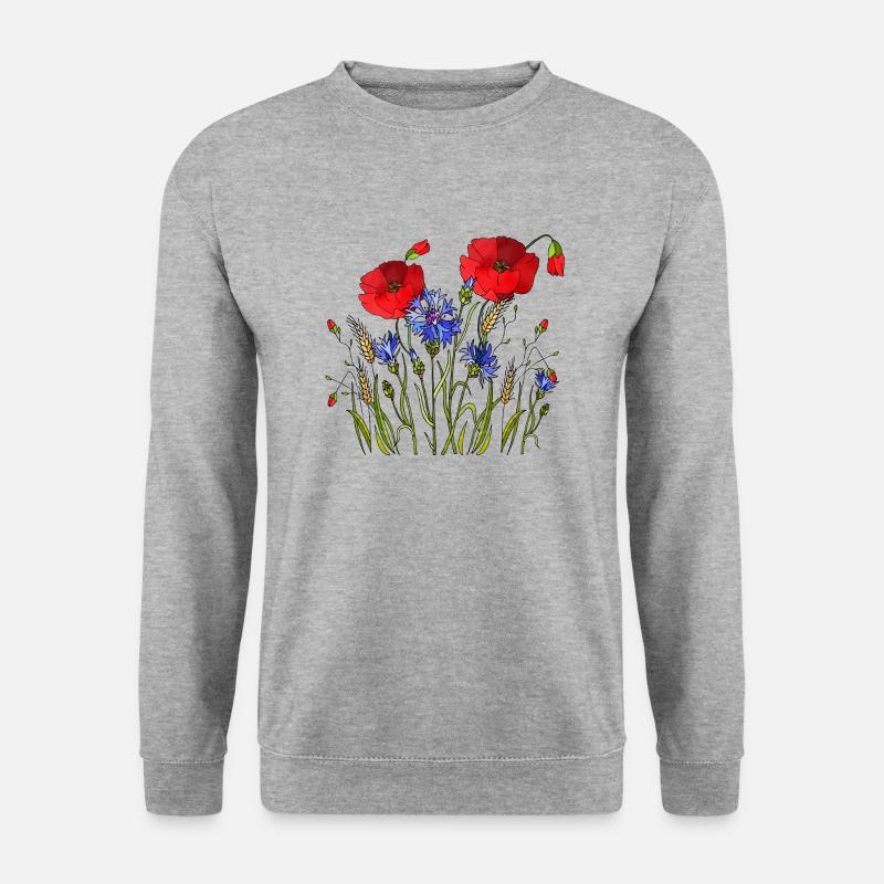 Blumen - Unisex Pullover - Weißgrau meliert