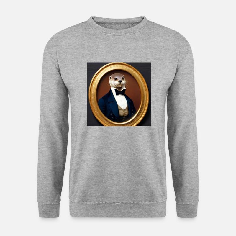 Gentleman Otter - Unisex Pullover - Weißgrau meliert
