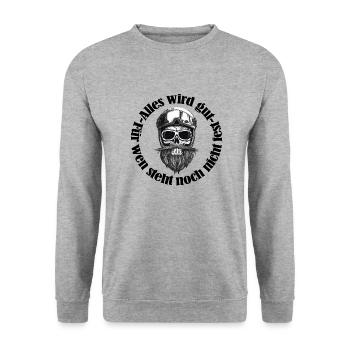 Alles wird gut - Unisex Pullover - Weißgrau meliert - Vorne - Alina (178cm) & Michal (187cm)