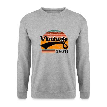 Jahrgang 1970 - Unisex Pullover - Weißgrau meliert - Vorne - Alina (178cm) & Michal (187cm)